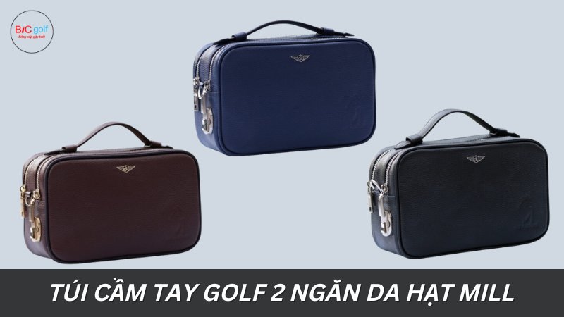 Mua túi cầm tay golf 2 ngăn da hạt Mill