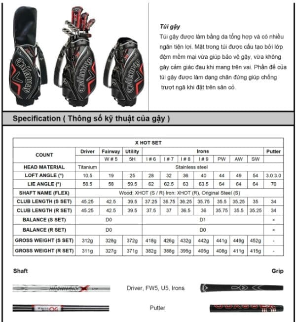 Fullset Callaway X Hot Jv Gr