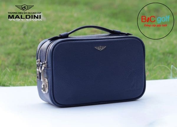 túi cầm tay golf 2 ngăn da hạt mill khóa số