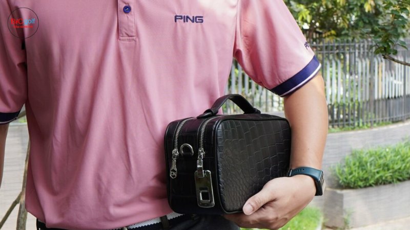 Túi cầm tay golf da cá sấu có khóa vân tay