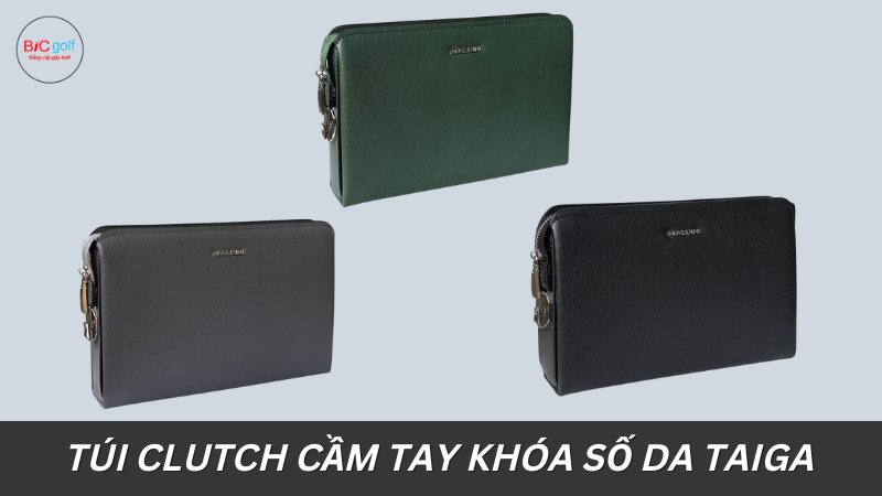 Mua túi Clutch cầm tay khóa số da Taiga chính hãng