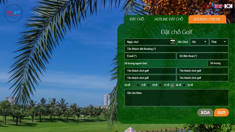 Cách đặt sân golf Long Biên